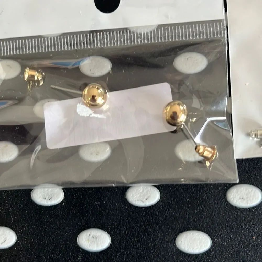 2 Pairs Gold an Silver ball Earrings